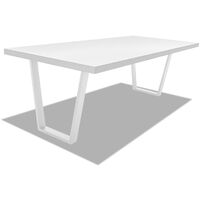 Tavolo da pranzo in legno e metallo con piedi trapezoidali bianchi - 160x90 cm