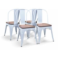 Sofia - Set di 4 sedie in metallo con seduta in legno massello