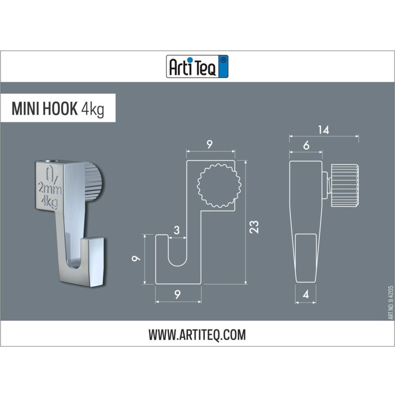 Artiteq Pack 5 Crochets Rigides Pour Cloisons Ou Panneaux - Accrochage Tableau 21 Mm - Blanc - Charge 15 Kg