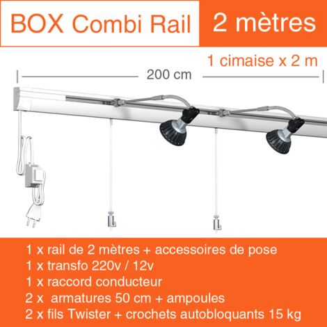 Cimaise Box Artiteq Combi Rail PREMIUM 2 mètres - Kit accrochage