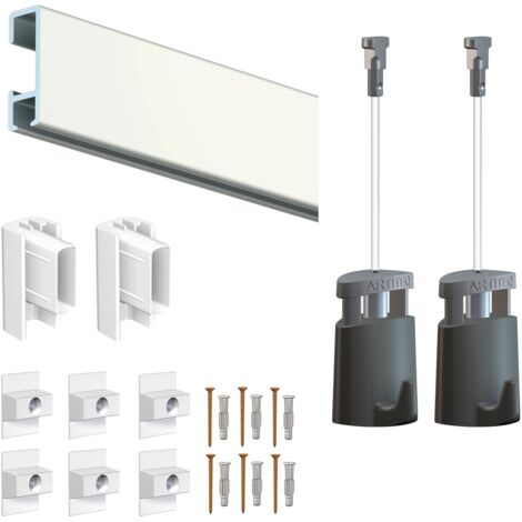 Cimaise Box PREMIUM Click Rail Blanc Mat 2 mètres - Kit tout en un