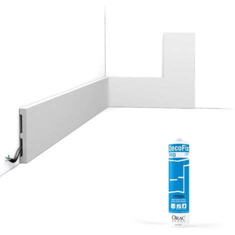 Pack 10 mètres Plinthes SX163 avec colle - Orac x Cimaises-et-plus - 10 x 1,3 x 200cm (h x p x L) - plinthe décorative polymère