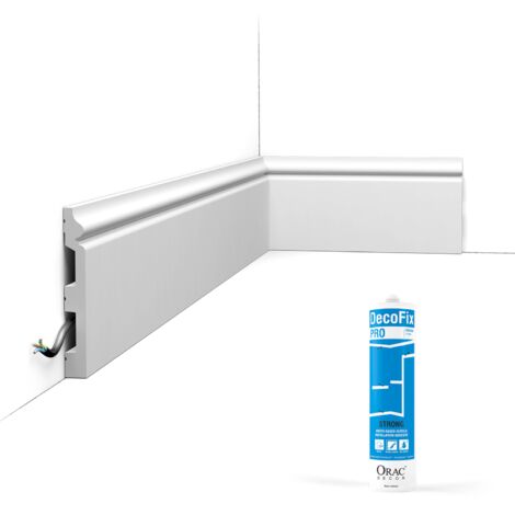 Pack 10 mètres Plinthes SX118 avec colle - Orac x Cimaises-et-plus - 14 x 1,8 x 200cm (h x p x L) - plinthe décorative polymère (1/5)