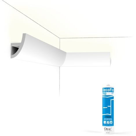 Pack 10 mètres Corniches Plafond C373 avec colle - Orac x Cimaises-et-plus - 8 x 5 x200cm (h x p x L) - moulure décorative polyuréthane (1/4)