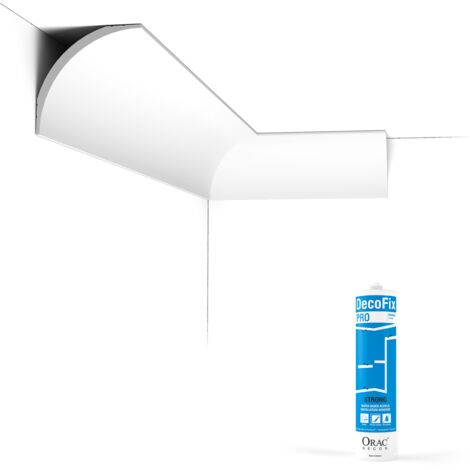 Pack 10 mètres Corniches Plafond CX126 avec colle - Orac x Cimaises-et-plus - 9 x 9 x 200cm (h x p x L) - moulure décorative polymère (1/5)