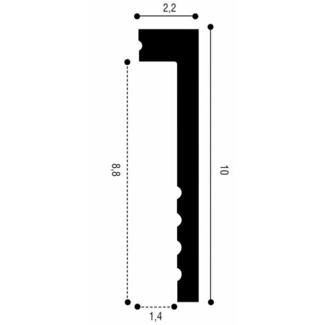 SX171 Plinthe de rénovation Orac Decor - 10x2,2x200cm (h x p x L) - surplinthe décorative polymère A l'unité / RAL9003