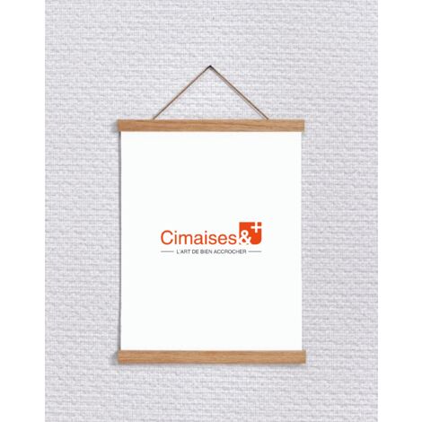 Porte affiche magnétique , bois de chêne - Suspension de poster en bois 41 cm
