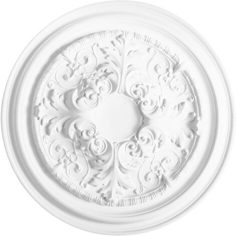 Orac – Rosace de plafond 69,5 cm en polyuréthane – Effet plâtre lisse – Comprend tube de colle – Décoration intérieure moderne (1/4)