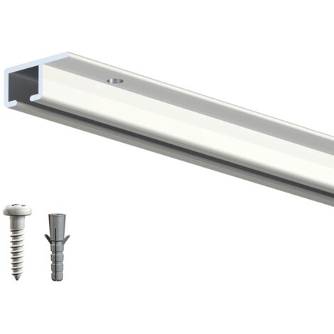 Cimaise Plafond Top Rail 200 cm + vis et chevilles - Cimaise Tableau pour plafond Artiteq Aluminium anodisé , Pack de 5 rails