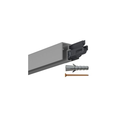 Cimaise Click Rail Pro Gris 200cm + clips de fixation + vis & chevilles  multimatériaux - Cimaise Tableau Artiteq