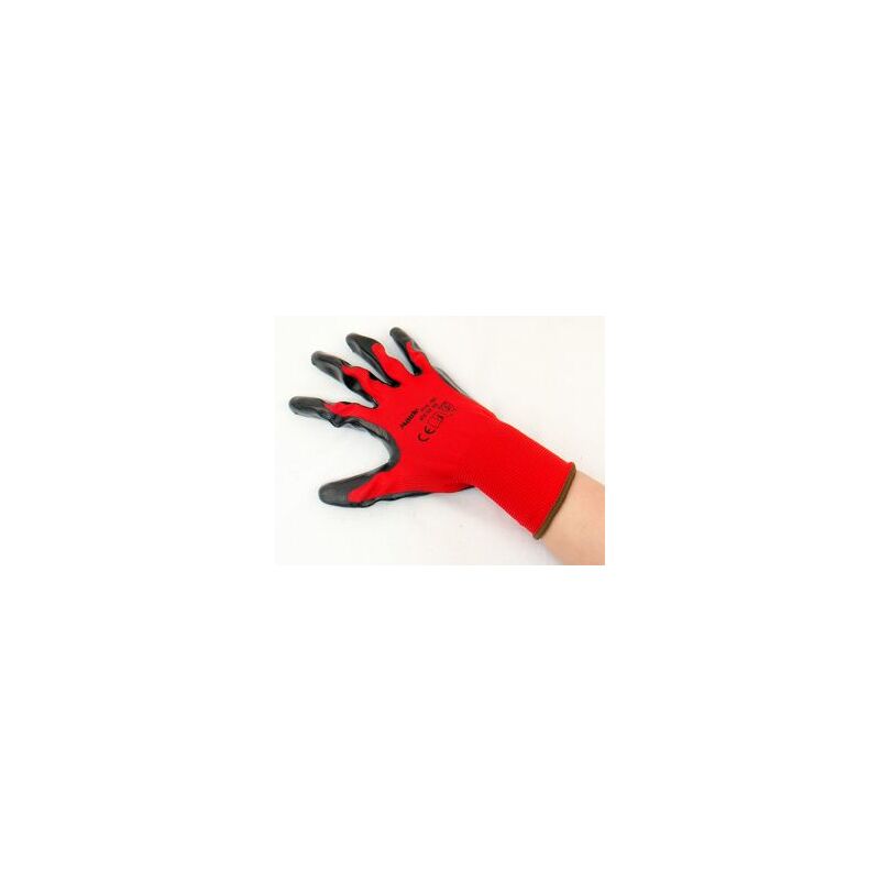 Handschuhe Paar rot, 8/M 12 schwarz Arbeitshandschuhe Schutzhandschuhe beschichtet PU Mauk Poyester Größe