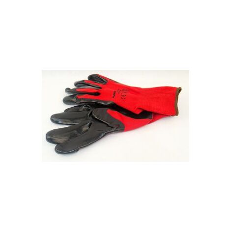Mauk Handschuhe Arbeitshandschuhe Schutzhandschuhe Poyester rot, schwarz  beschichtet PU Größe 8/M 12 Paar | Arbeitshandschuhe