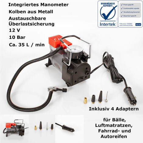 Mauk Kfz Auto Druckluft und mit Manomater V Kompressor 4 Mini 12 bar 10 Adapter