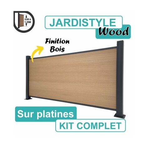 Kit Clôture Composite Bois Clair 16,2M - Sur Platines - 0,65 mètre