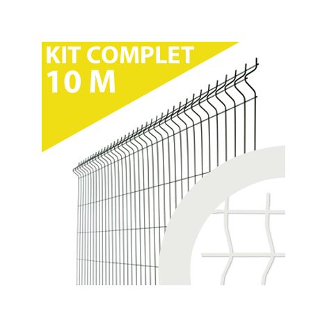 Kit clôture 10m panneau rigide + poteaux à encoches