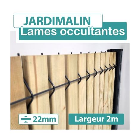 Cloture & Jardin – Lames d'occultation en bois clair 22mm – Longueur 2m – Épaisseur 22mm – Traitement autoclave classe 3 – Pour panneaux JARDIMALIN