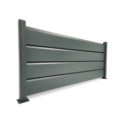 Kit Clôture Aluminium Gris Anthracite 4M - Persienne - Sur Platines - 0,80 mètre (1/4)