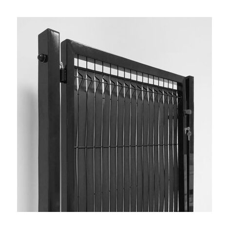 Cloture & Jardin – Portillon jardin grillagé occultable 1,10m – Aluminium gris anthracite – Occultation PVC souple – Largeur 1,50m
