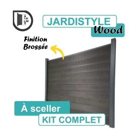 Kit Clôture Composite Gris Anthracite Effet Brossé 5,4M - A Sceller - 1,40 mètre