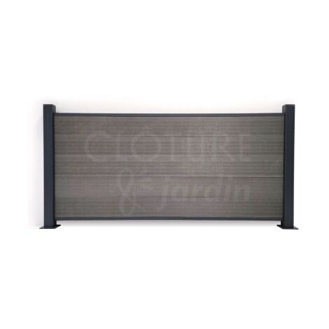 Kit Clôture Composite Gris Clair Effet Brossé 1,8M - Sur Platines - 0,80 mètre