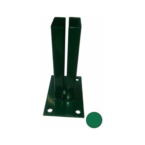 Cloture & Jardin – Kit platine pour poteau carré de portillon barreaudé noir – Acier zingué – Dimensions 150 x 100 mm – Vis d'ancrage 8 x 75 mm