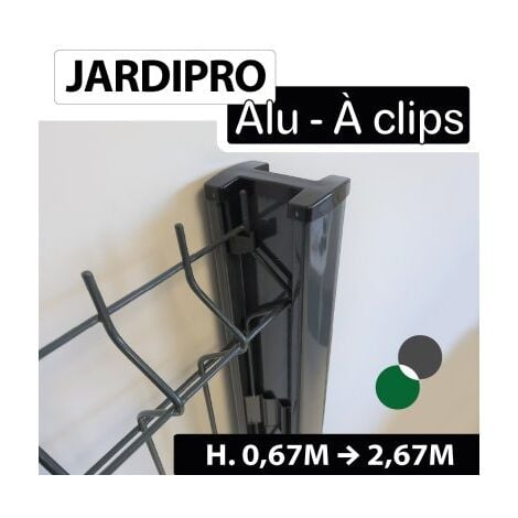 Poteau à Clips Gris Anthracite - ALU - JARDIPRO - 0,67 mètre