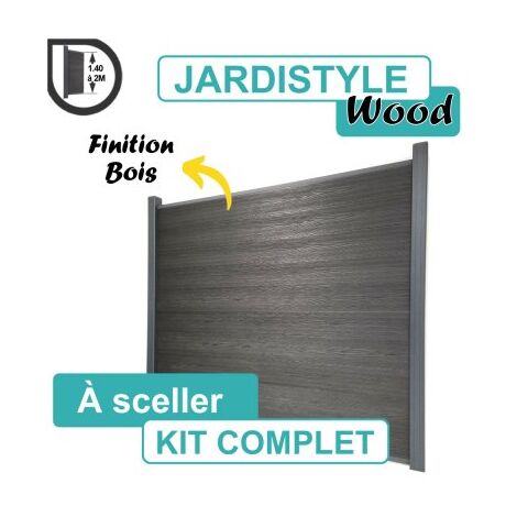 Kit Clôture Composite Gris Anthracite Effet Bois 1,8M - A Sceller - 2 mètres (1/4)