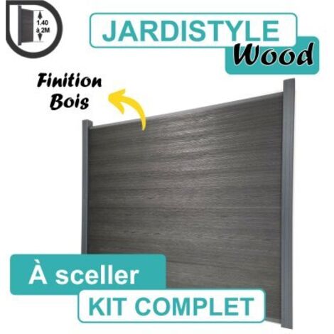 Kit Clôture Composite Gris Anthracite Effet Bois 3,6M - A Sceller - 1,40 mètre (1/4)