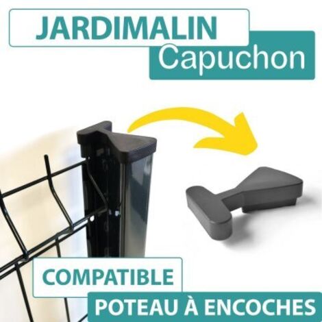 Cloture & Jardin – Capuchon pour poteau à encoches – Coloris noir – Traitement anti-UV – Résistance intempéries – Finition soignée pour clôture