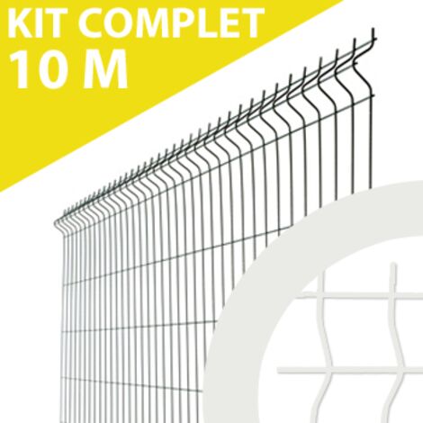 Kit Grillage Rigide Blanc 10M - JARDIMALIN - Fil 4mm - 1,93 mètre