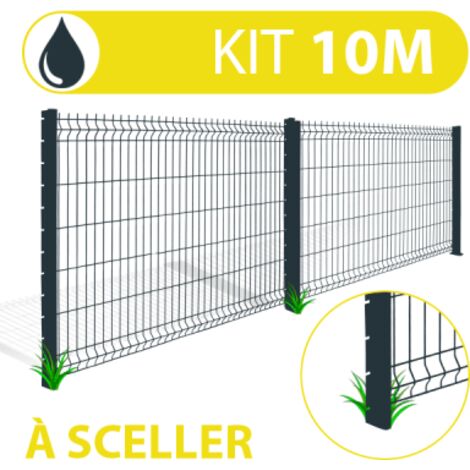 Kit Grillage Rigide Gris Anthracite 30M - JARDIMALIN - Fil 4mm - 2,03 mètre
