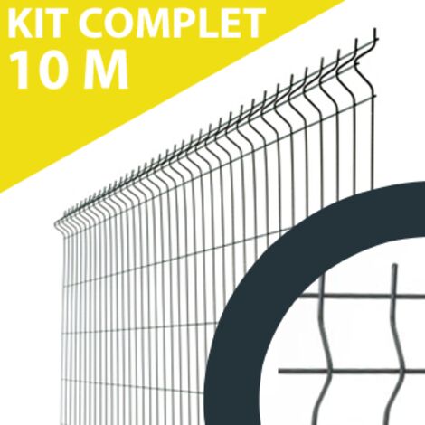 Kit Grillage Rigide Gris Anthracite 50M - JARDIPREMIUM - Fil 4/5mm - 2,03 mètre