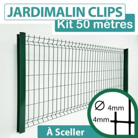 Kit Grillage Rigide Vert 50M - JARDIMALIN CLIPS - Fil 4mm - 2,03 mètre (1/3)
