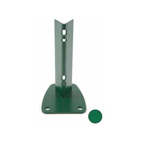 Cloture & Jardin – Platine poteau à encoches vert 110 x 135 mm – Acier galvanisé électrozingué – Fixation pour poteaux rigides – Résistance à la rouille