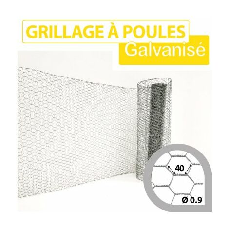 Grillage Triple Torsion Galvanisé - Maille Hexa 40mm - Longueur 25m - 0,50 mètre (1/6)