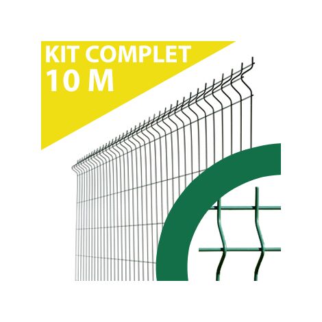 Kit Grillage Rigide Vert 10M - JARDIPREMIUM - Fil 4/5mm - 1,53 mètre