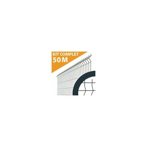 Kit Grillage Rigide Gris Anthracite 50M - JARDIPREMIUM - Fil 4/5mm - 1,23 mètre
