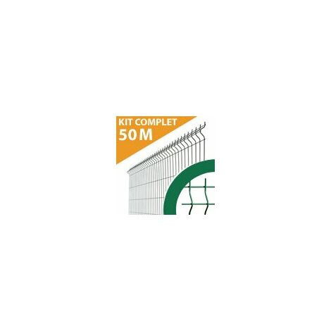 Kit Grillage Rigide Vert 50M - JARDIPREMIUM - Fil 4/5mm - 1,93 mètre