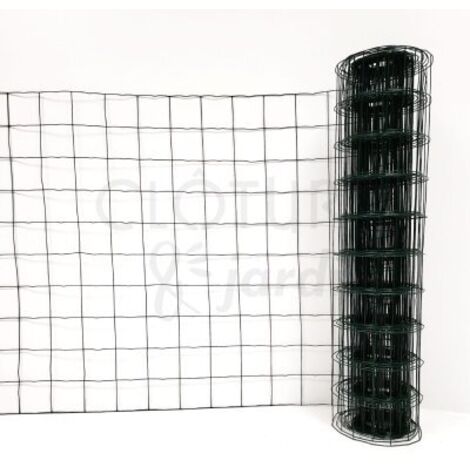 Paladian Grillage Jardin 1m X 20m Maille Carrée 100x100mm - Acier Gainé PVC Résistant - Clôture Multi-Usage