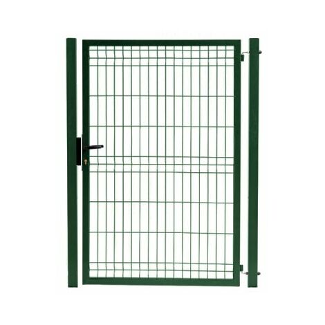 Cloture & Jardin – Portillon grillagé occultable vert 2m – Thermolaquage RAL 6005 – Grillage rigide maille 200x55mm – Serrure européenne incluse