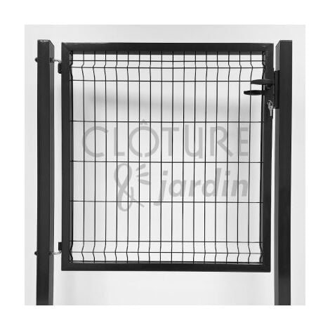 Portillon Jardin Grillagé Occultable Gris Anthracite - JARDIPRO - 1,80 mètre