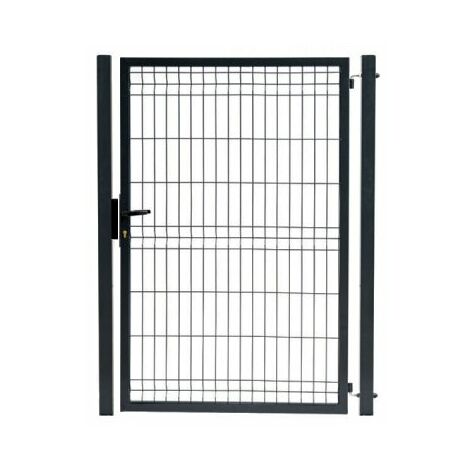Cloture & Jardin – Portillon grillagé occultable 2m gris anthracite – Remplissage en grillage rigide 200x55mm – Poteaux carrés en acier inoxydable (1/4)