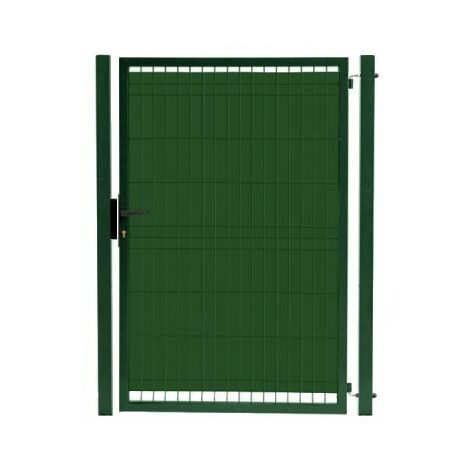 Cloture & Jardin – Portillon jardin grillagé occultable vert 2m – Grillage rigide maille 200x55mm – Ouverture poussante droite – Serrure européenne incluse
