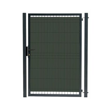 Cloture & Jardin – Portillon grillagé occultable 1,60m en gris anthracite – Grillage rigide 200x55mm – Poteaux carrés en inox pour durabilité