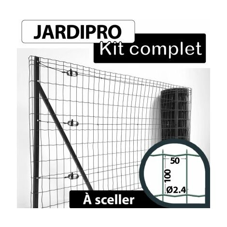 Kit Grillage Soudé Gris 100M - JARDIPRO - Maille 100x50mm - Triple lisière - 1,20 mètre (1/4)