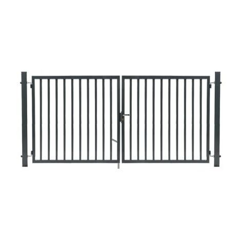 Portail Barreaudé Gris JARDIPLUS - Largeur 3m - 2 mètres