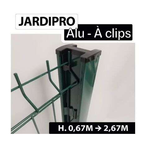 Poteau à Clips Vert - ALU - JARDIPRO - 2,27 mètres