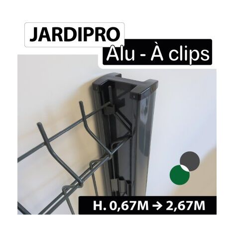Poteau à Clips Gris Anthracite - ALU - JARDIPRO - 2,67 mètres