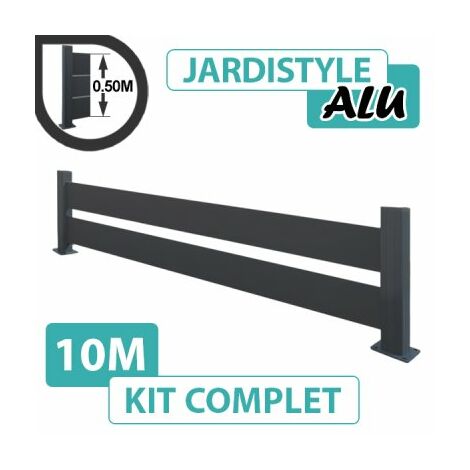 Kit Clôture Aluminium Gris Anthracite 10M - Claire Voie - Sur Platines - 0,50 mètre (1/4)