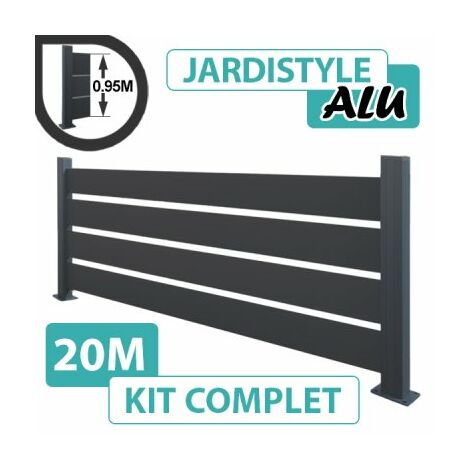 Kit Clôture Aluminium Gris Anthracite 20M - Claire Voie - Sur Platines - 0,95 mètre (1/4)